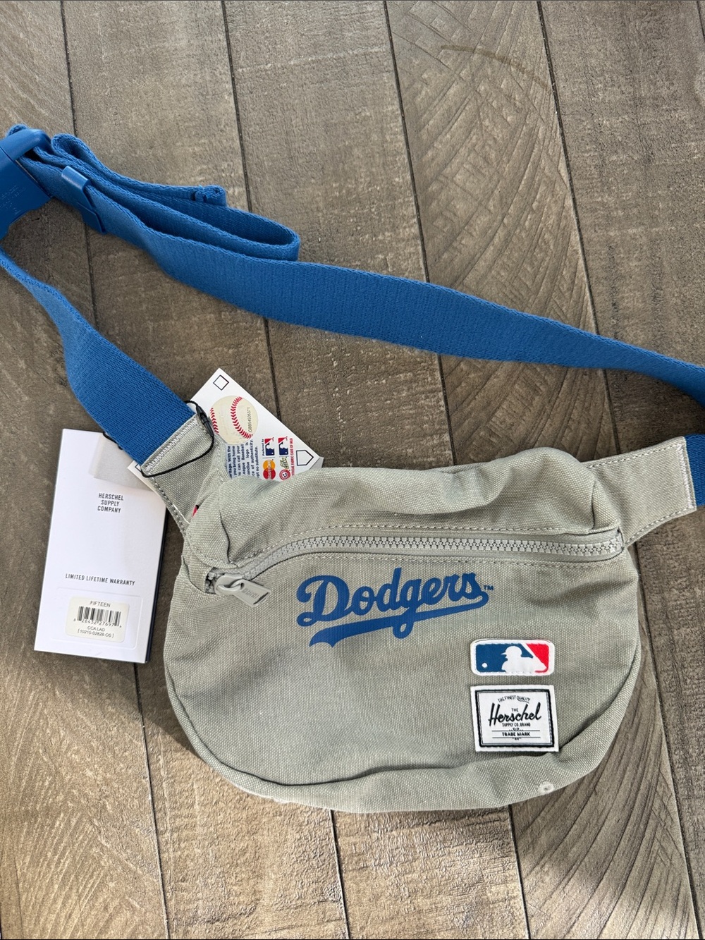 Herschel Dodgers Gray Fifteen Fanny Pack with Blue Strap